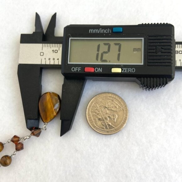 Sterling Silver 925 Beaded Tigers Eye Teardrop Pendant Necklace 18" Cable Chain - Picture 14 of 16